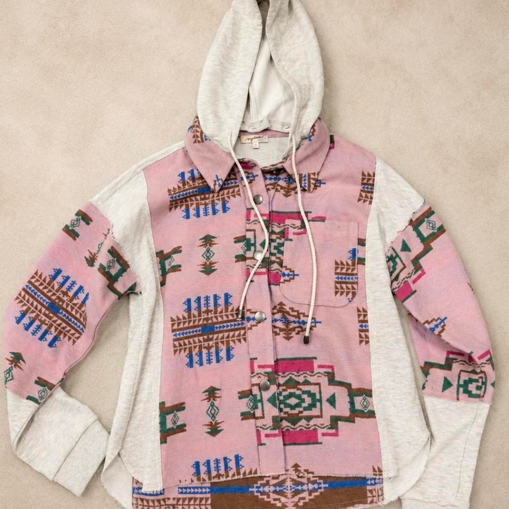 My Tribe Hooded Button Up Shirt/Jacket Size Small